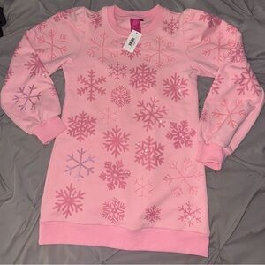 Pink Snowflake Sweater Dress